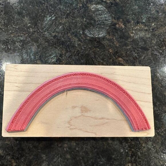 Rainbow Pattern Wooden Rubber Stamp Mail Expressions 6in Arch Shape Craft Large - Picture 6 of 9